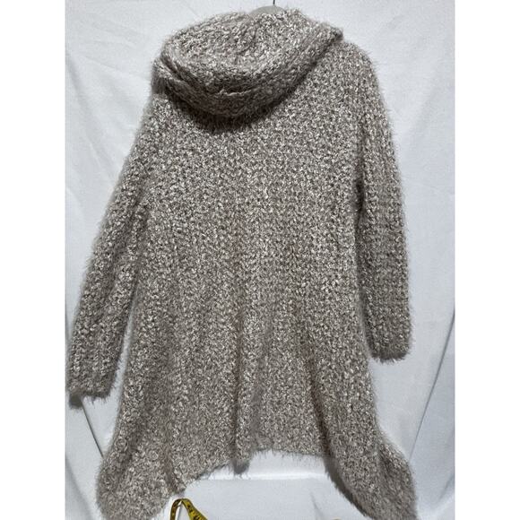 Women's POL Beige’s Eyelash Long Hooded Open Front Cardigan Sweater Boho sz S - Picture 2 of 12